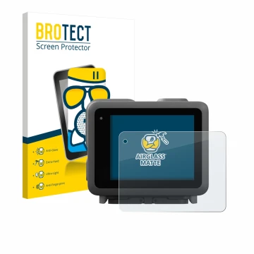 Face avant d’un emballage produit avec le logo de la marque BROTECT. À côté, l’appareil GoPro Lit Hero est représenté avec la 