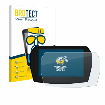 Face avant d’un emballage produit avec le logo de la marque BROTECT. À côté, l’appareil Ducati Multistrada V2 2025 est représe