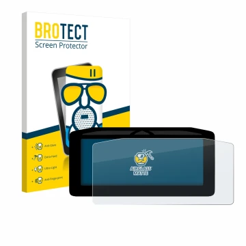 Face avant d’un emballage produit avec le logo de la marque BROTECT. À côté, l’appareil Ducati XDiavel V4 2025 Affichage de la