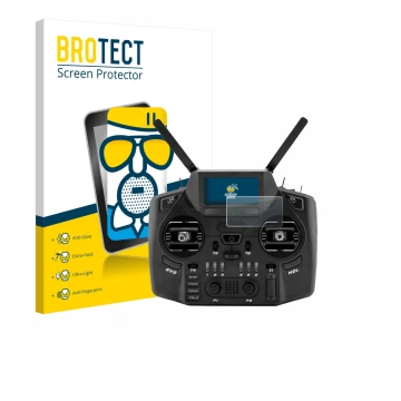 Face avant d’un emballage produit avec le logo de la marque BROTECT. À côté, l’appareil Radiomaster GX12 est représenté avec l