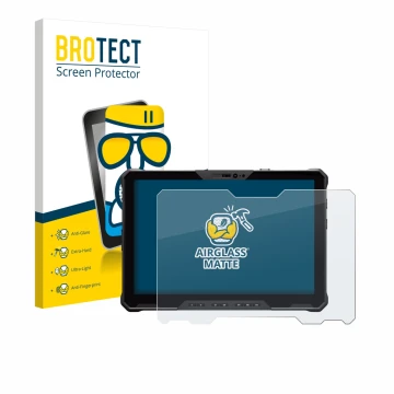 Face avant d’un emballage produit avec le logo de la marque BROTECT. À côté, l’appareil Dell Pro Rugged 12 RA02260 est représe