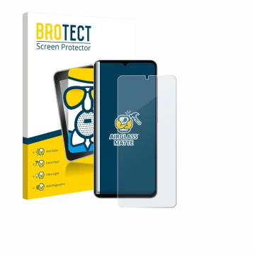 Face avant d’un emballage produit avec le logo de la marque BROTECT. À côté, l’appareil Samsung Galaxy A07 est représenté avec