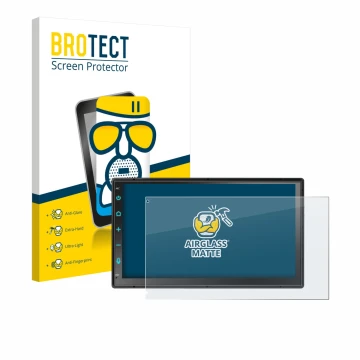 Face avant d’un emballage produit avec le logo de la marque BROTECT. À côté, l’appareil Atoto F7 WE F7G2B7WE 7