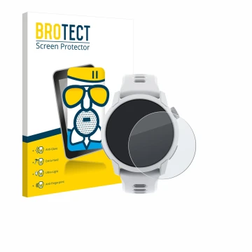 Face avant d’un emballage produit avec le logo de la marque BROTECT. À côté, l’appareil Coros Pace 4 est représenté avec la pr