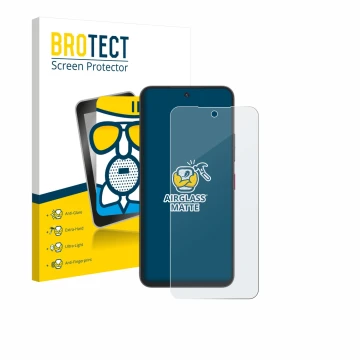 Face avant d’un emballage produit avec le logo de la marque BROTECT. À côté, l’appareil Telekom T Phone 3 Pro est représenté a