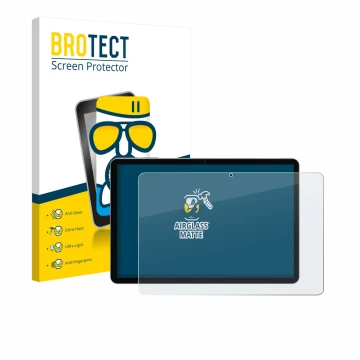 Face avant d’un emballage produit avec le logo de la marque BROTECT. À côté, l’appareil Pritom M10 TAB 10 PLUS 10.1