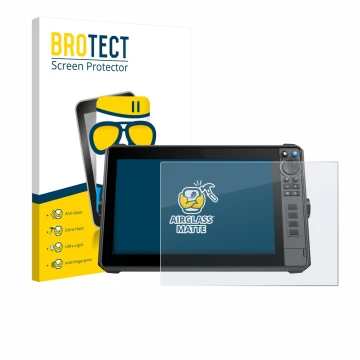 Face avant d’un emballage produit avec le logo de la marque BROTECT. À côté, l’appareil Lowrance HDS-12 Pro est représenté ave
