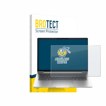 Face avant d’un emballage produit avec le logo de la marque BROTECT. À côté, l’appareil HP ProBook 4 G1a 16