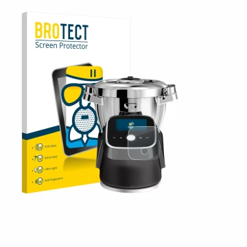 Face avant d’un emballage produit avec le logo de la marque BROTECT. À côté, l’appareil Moulinex i-Companion Touch Pro est rep