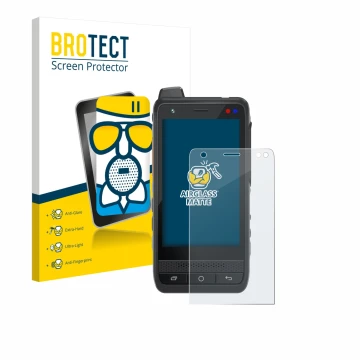 Face avant d’un emballage produit avec le logo de la marque BROTECT. À côté, l’appareil Uniwa F400 est représenté avec la prot