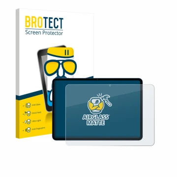 Face avant d’un emballage produit avec le logo de la marque BROTECT. À côté, l’appareil Xiaomi Poco Pad X1 est représenté avec