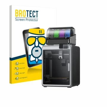 Face avant d’un emballage produit avec le logo de la marque BROTECT. À côté, l’appareil Creality K2 est représenté avec la pro