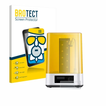 Face avant d’un emballage produit avec le logo de la marque BROTECT. À côté, l’appareil Anycubic Wash & Cure 3 est représenté 