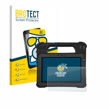 Face avant d’un emballage produit avec le logo de la marque BROTECT. À côté, l’appareil Zebra XPad L10ax est représenté avec l