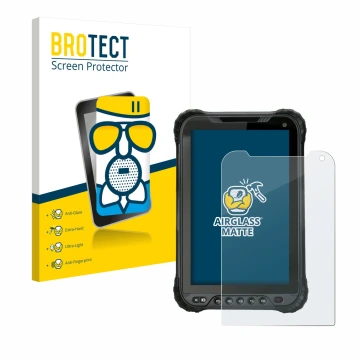 Face avant d’un emballage produit avec le logo de la marque BROTECT. À côté, l’appareil Unitech TB85 Plus est représenté avec 