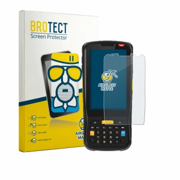 Face avant d’un emballage produit avec le logo de la marque BROTECT. À côté, l’appareil Newland MT65 Beluga V est représenté a