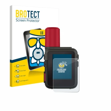 Face avant d’un emballage produit avec le logo de la marque BROTECT. À côté, l’appareil Garmin inReach Mini 3 Plus est représe