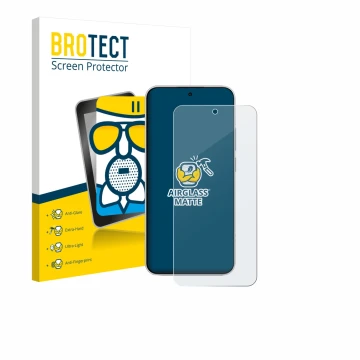 Face avant d’un emballage produit avec le logo de la marque BROTECT. À côté, l’appareil Xiaomi Redmi Note 15 Pro 4G est représ