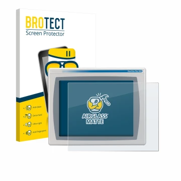 Face avant d’un emballage produit avec le logo de la marque BROTECT. À côté, l’appareil Allen Bradly HMI AB 2711P-RDT15C est r