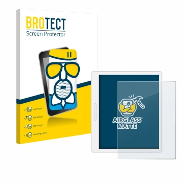 Face avant d’un emballage produit avec le logo de la marque BROTECT. À côté, l’appareil Bigme B751C-S est représenté avec la p