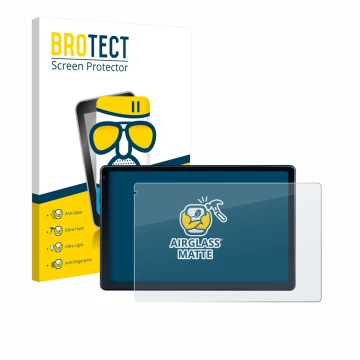 Face avant d’un emballage produit avec le logo de la marque BROTECT. À côté, l’appareil MUISOO MUIC10702 10.1