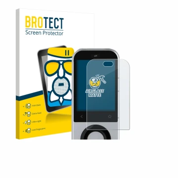 Face avant d’un emballage produit avec le logo de la marque BROTECT. À côté, l’appareil Sofabaton X2 est représenté avec la pr