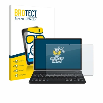 Face avant d’un emballage produit avec le logo de la marque BROTECT. À côté, l’appareil DEERTiME E9 10.1