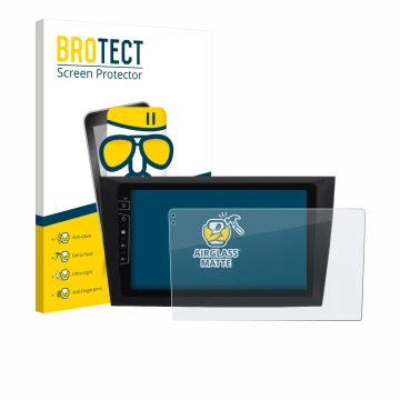 Face avant d’un emballage produit avec le logo de la marque BROTECT. À côté, l’appareil Dynavin D8-DF31 9