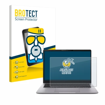 Face avant d’un emballage produit avec le logo de la marque BROTECT. À côté, l’appareil ASUS ExpertBook P3 G2 est représenté a