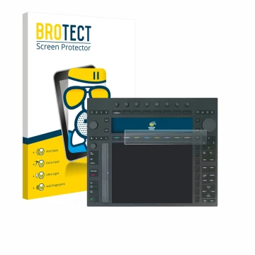 Face avant d’un emballage produit avec le logo de la marque BROTECT. À côté, l’appareil Ableton Push 3 est représenté avec la 