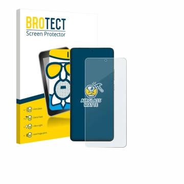 Face avant d’un emballage produit avec le logo de la marque BROTECT. À côté, l’appareil Motorola Signature est représenté avec