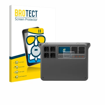 Face avant d’un emballage produit avec le logo de la marque BROTECT. À côté, l’appareil DJI Power 2000 est représenté avec la 