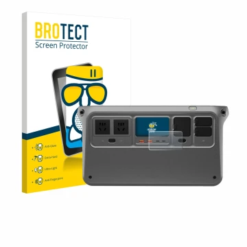 Face avant d’un emballage produit avec le logo de la marque BROTECT. À côté, l’appareil DJI Power 1000 V2 est représenté avec 