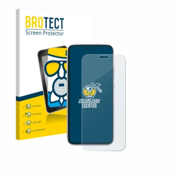 Face avant d’un emballage produit avec le logo de la marque BROTECT. À côté, l’appareil Honor Magic 8 RSR Porsche Design est r