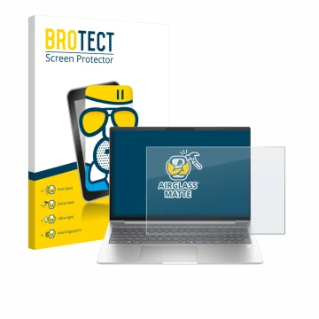 Face avant d’un emballage produit avec le logo de la marque BROTECT. À côté, l’appareil HP EliteBook 6 G1ah 16