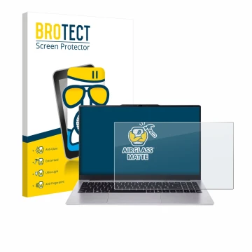 Face avant d’un emballage produit avec le logo de la marque BROTECT. À côté, l’appareil Acer Aspire Lite 15 AL15-45 est représ