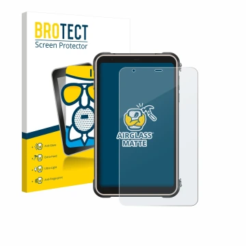 Face avant d’un emballage produit avec le logo de la marque BROTECT. À côté, l’appareil Ulefone RugKing Pad Pro est représenté