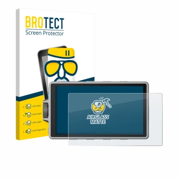 Face avant d’un emballage produit avec le logo de la marque BROTECT. À côté, l’appareil DJI Ronin 4D est représenté avec la pr