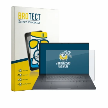 Face avant d’un emballage produit avec le logo de la marque BROTECT. À côté, l’appareil Dell Pro Precision 7 Series 16 est rep