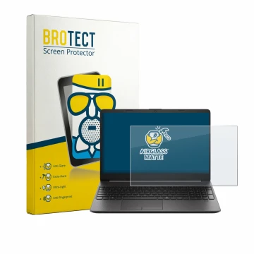 Face avant d’un emballage produit avec le logo de la marque BROTECT. À côté, l’appareil HP EliteBook 250RT G9 est représenté a
