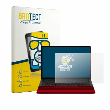 Face avant d’un emballage produit avec le logo de la marque BROTECT. À côté, l’appareil HP Scuderia Ferrari Notebook est repré