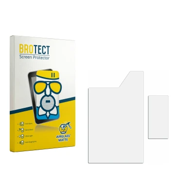 Face avant d’un emballage produit avec le logo de la marque BROTECT. À côté se trouve la protection d’écran correspondante.