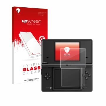 Face avant d’un emballage produit avec le logo de la marque upscreen. À côté, l’appareil Nintendo DSi est représenté avec la p