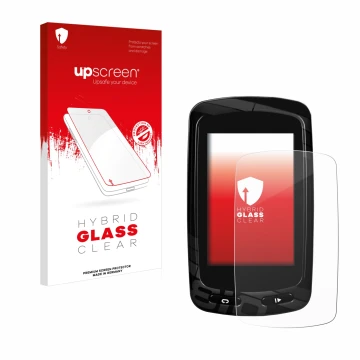 Face avant d’un emballage produit avec le logo de la marque upscreen. À côté, l’appareil Garmin Edge 810 est représenté avec l