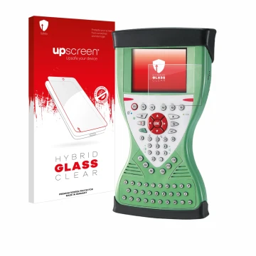 Face avant d’un emballage produit avec le logo de la marque upscreen. À côté, l’appareil Leica Viva Controller CS15 est représ