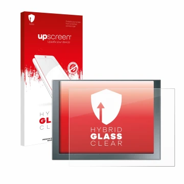 Face avant d’un emballage produit avec le logo de la marque upscreen. À côté, l’appareil Siemens Simatic HMI KTP 1200 Basic es