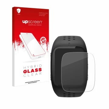 Face avant d’un emballage produit avec le logo de la marque upscreen. À côté, l’appareil Polar M430 est représenté avec la pro