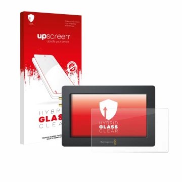 Face avant d’un emballage produit avec le logo de la marque upscreen. À côté, l’appareil Blackmagic Design Video Assist (5.0) 