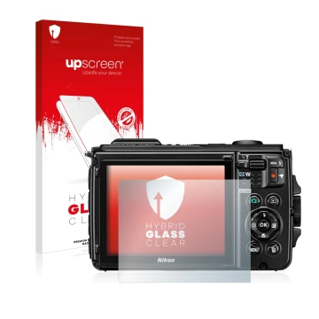 Face avant d’un emballage produit avec le logo de la marque upscreen. À côté, l’appareil Canon EOS 6D Mark II est représenté a