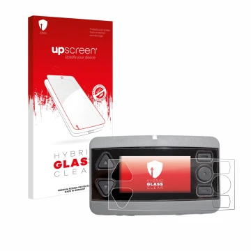 Face avant d’un emballage produit avec le logo de la marque upscreen. À côté, l’appareil Airbus P8GR est représenté avec la pr